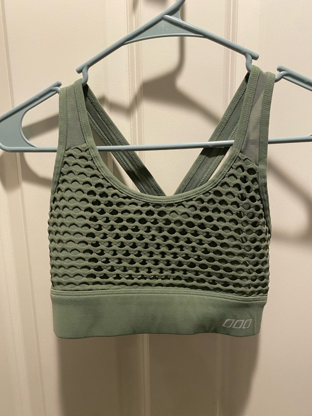 EUC LJ Mesh Overlay Sports Bralette in Sage Green